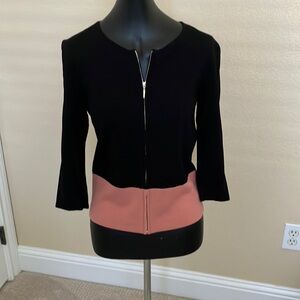 WHBM NWT front zip color block sweater